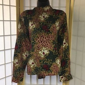 Anna & Frank Silk Rose Floral Blouse Pink Sz large